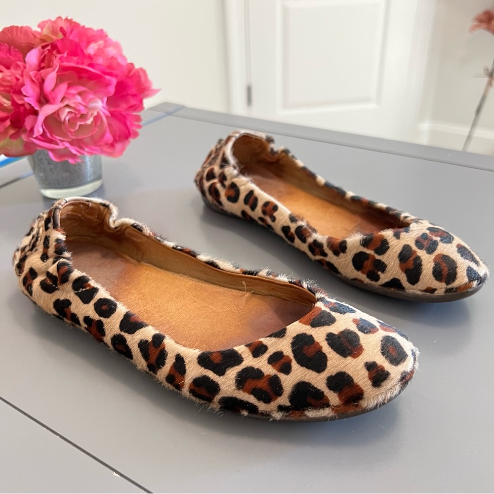 Peter Millar Cheetah Print Hair Calf Ballet Flats